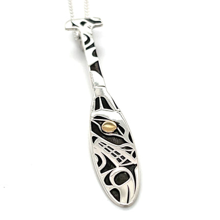 Pendant - Sterling Silver & 14k Yellow Gold - Paddle - Wolf