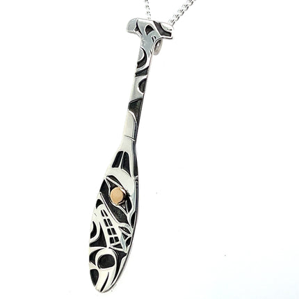 Pendant - Sterling Silver & 14k Yellow Gold - Paddle - Wolf