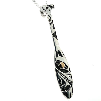 Pendant - Sterling Silver & 14k Yellow Gold - Paddle - Wolf