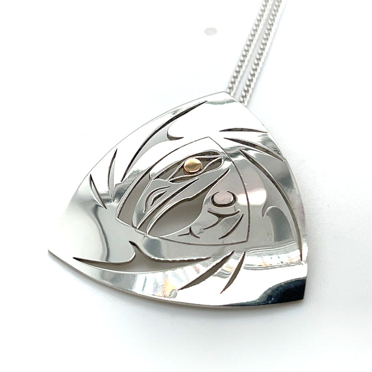 Pendant - Sterling Silver & 14k Yellow Gold - Raven Emerging