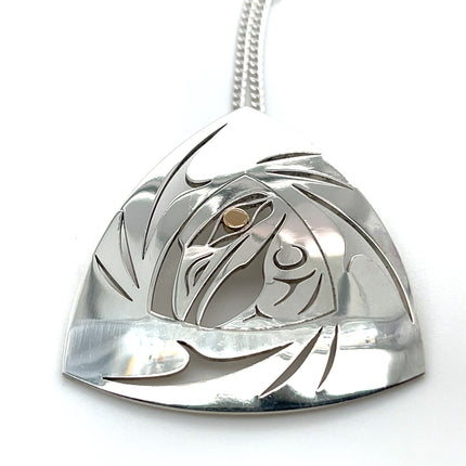 Pendant - Sterling Silver & 14k Yellow Gold - Raven Emerging