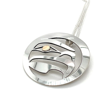 Pendant - Sterling Silver & 14k Yellow Gold - Round - Golden Eagle