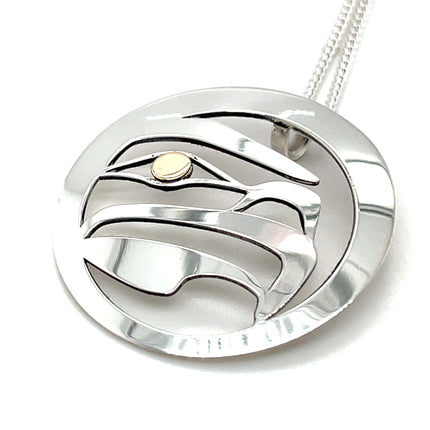 Pendant - Sterling Silver & 14k Yellow Gold - Round - Golden Eagle