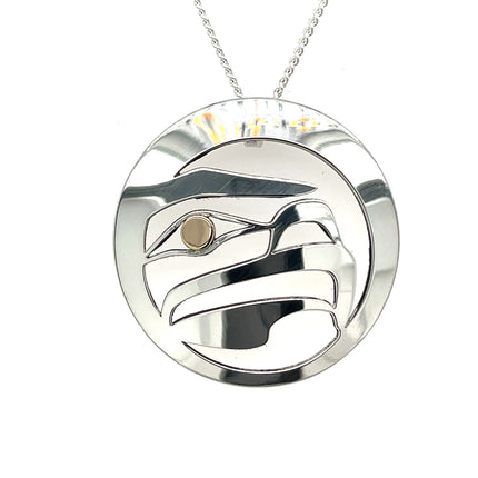 Pendant - Sterling Silver & 14k Yellow Gold - Round - Golden Eagle