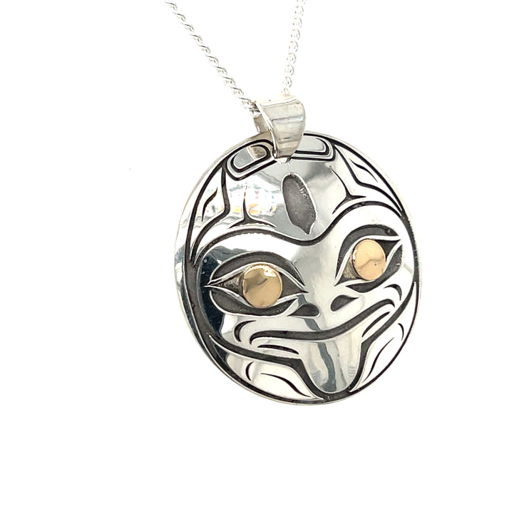 Pendant - Sterling Silver & 14k Yellow Gold - Round - Frog