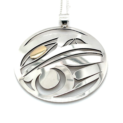 Pendant - Sterling Silver & 14k Yellow Gold - Round - Raven