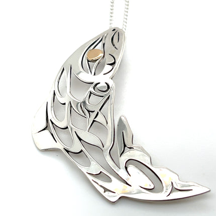 Pendant - Sterling Silver & 14k Yellow Gold - Salmon