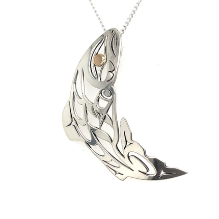 Pendant - Sterling Silver & 14k Yellow Gold - Salmon