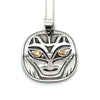 Pendant - Sterling Silver & 14k Yellow Gold - Wolf - Engraved