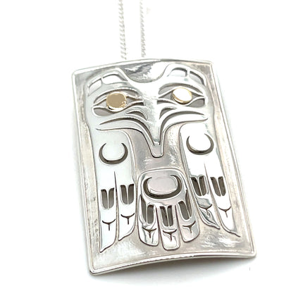 Pendant - Sterling Silver & 14k Yellow Gold - Rectangular - Eagle