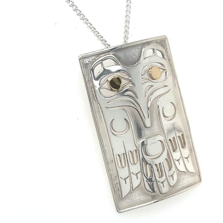 Pendant - Sterling Silver & 14k Yellow Gold - Rectangular - Eagle