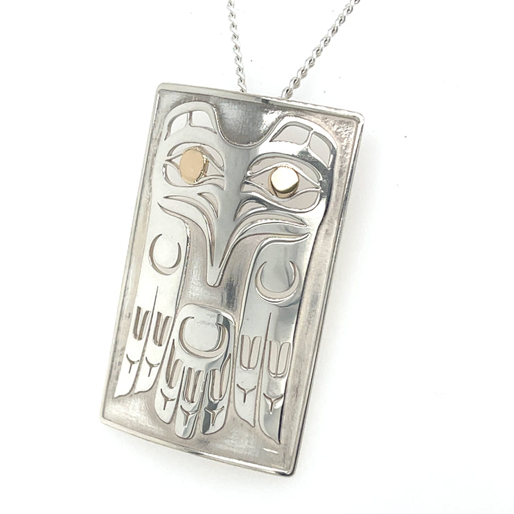 Pendant - Sterling Silver & 14k Yellow Gold - Rectangular - Eagle