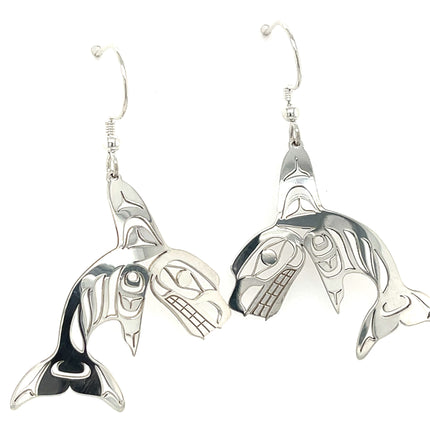 Earrings - Sterling Silver - Killer Whale - Single Fin