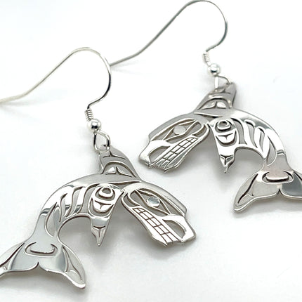 Earrings - Sterling Silver - Killer Whale - Single Fin