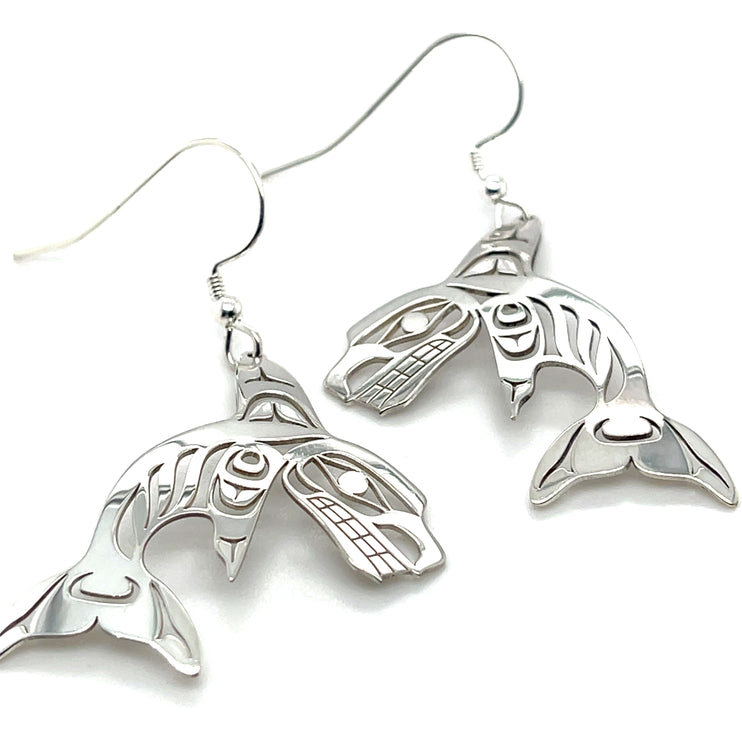 Earrings - Sterling Silver - Killer Whale - Single Fin