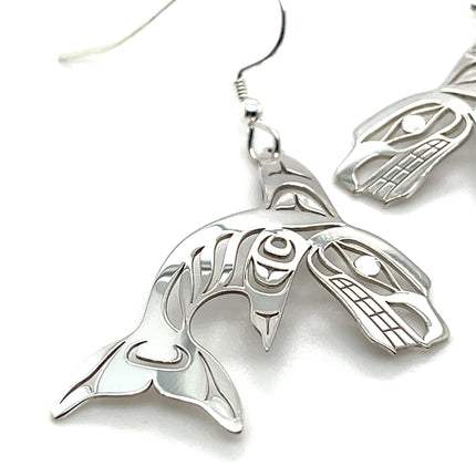 Earrings - Sterling Silver - Killer Whale - Single Fin