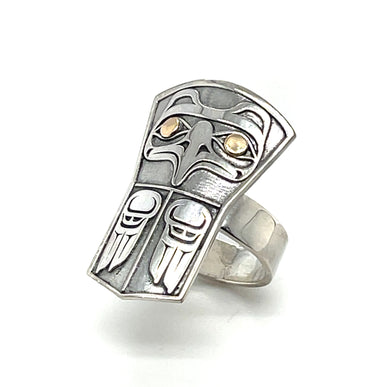 Ring - Sterling Silver & 14k - Eagle Shield