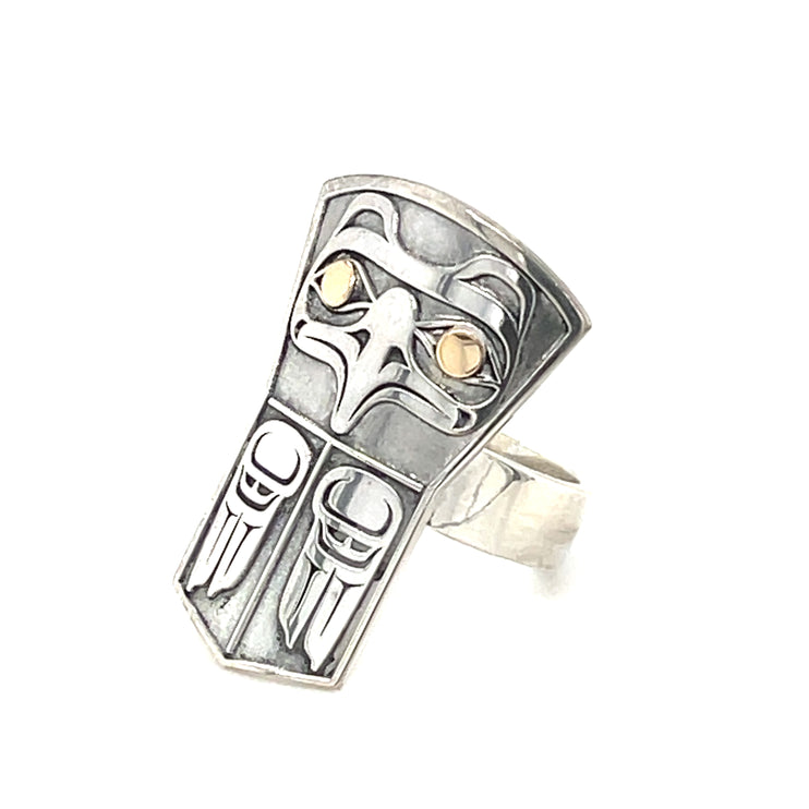 Ring - Sterling Silver & 14k - Eagle Shield