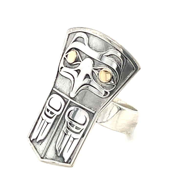 Ring - Sterling Silver & 14k - Eagle Shield