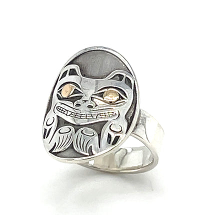 Ring - Sterling Silver & 14k - Bear Oval