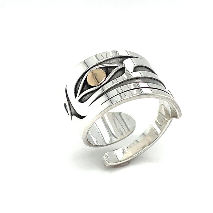 Ring - Sterling Silver & 14k - Wrap - Raven Feather