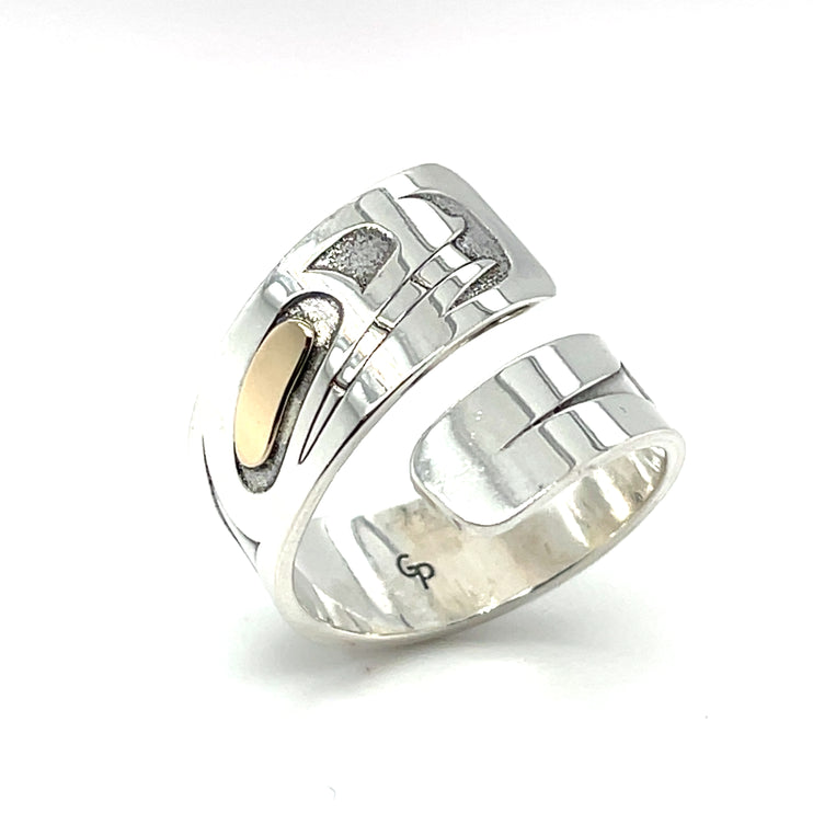 Ring - Sterling Silver & 14k - Wrap - Wolf