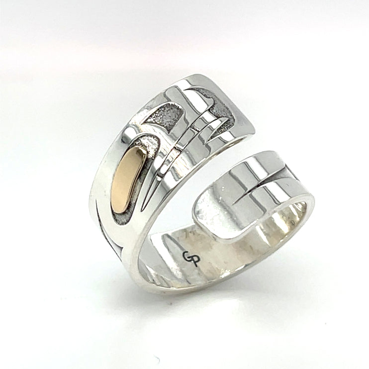 Ring - Sterling Silver & 14k - Wrap - Wolf