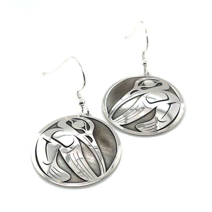 Earrings - Sterling Silver - Round - Hummingbird