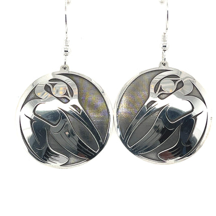 Earrings - Sterling Silver - Round - Hummingbird