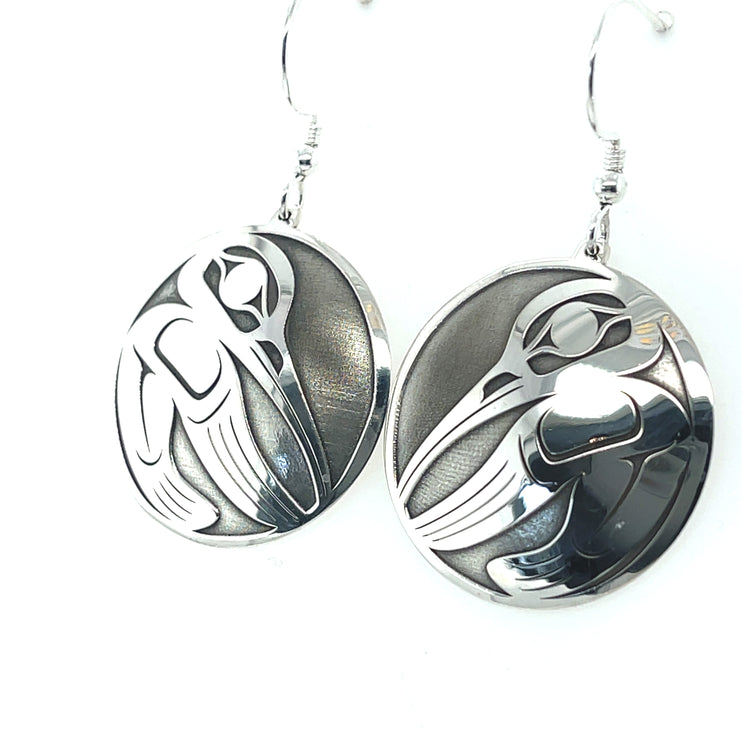 Earrings - Sterling Silver - Round - Hummingbird