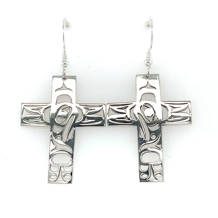 Earrings - Sterling Silver - Cross - Eagle