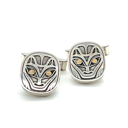 Cufflinks - Sterling Silver & 14k Gold - Wolf