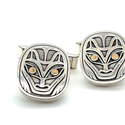 Cufflinks - Sterling Silver & 14k Gold - Wolf