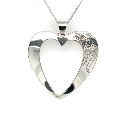 Pendant - Sterling Silver & 14k Yellow Gold - Heart - Wolf