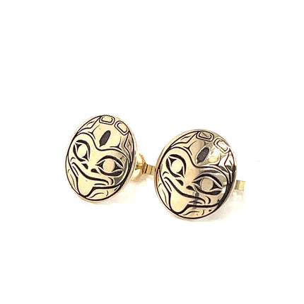 Earrings - 14k Yellow Gold  - Studs - Frog