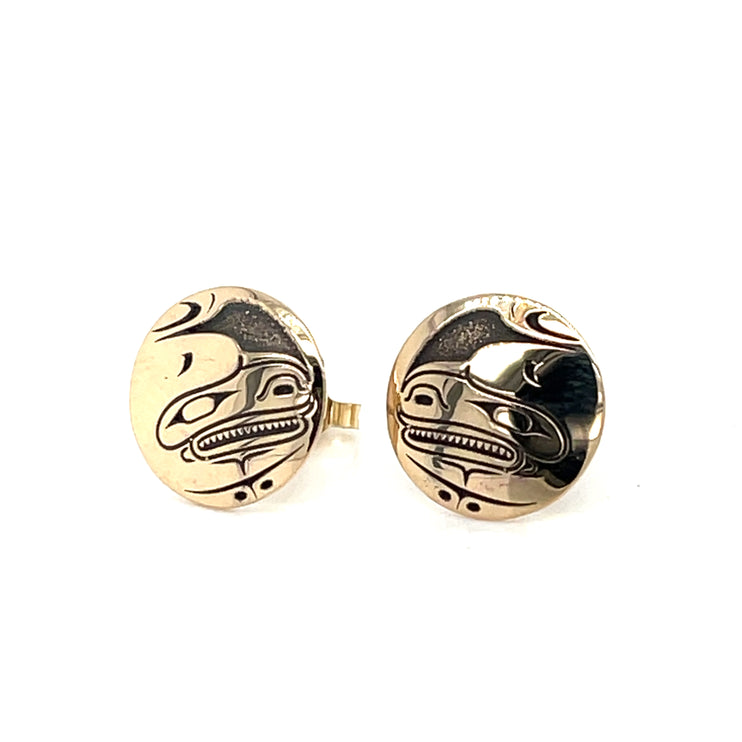 Earrings - 14k Yellow Gold - Studs - Killer Whale