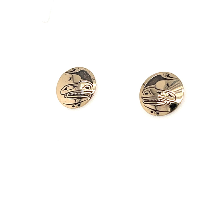 Earrings - 14k Yellow Gold - Studs - Killer Whale