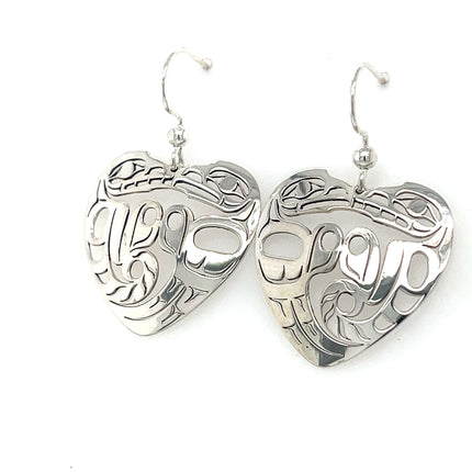 Earrings - Sterling Silver - Heart - Wolf & Eagle