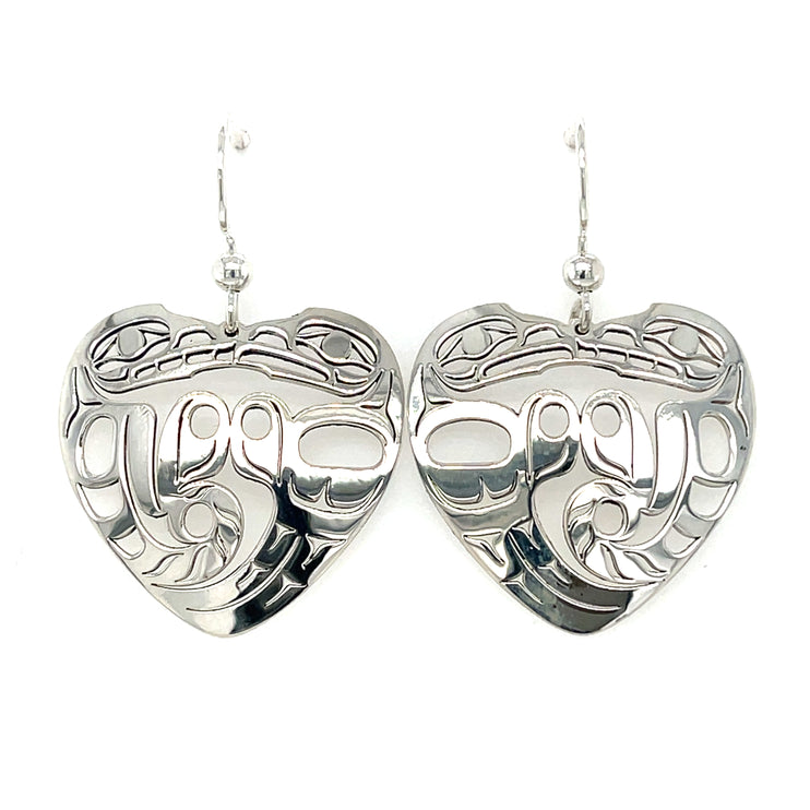 Earrings - Sterling Silver - Heart - Wolf & Eagle