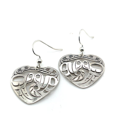 Earrings - Sterling Silver - Heart - Wolf & Eagle