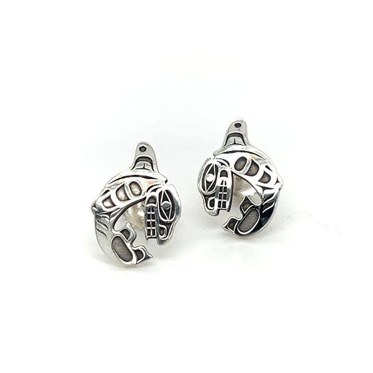 Earrings - Sterling Silver  - Studs - Killer Whale - Cutout