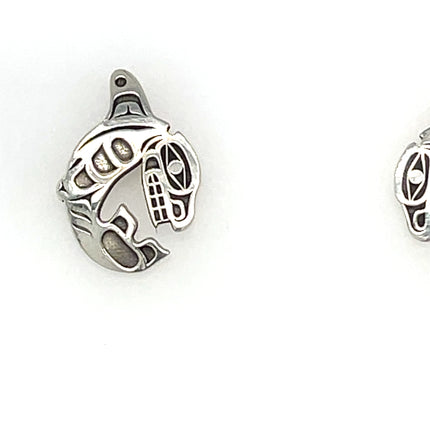 Earrings - Sterling Silver  - Studs - Killer Whale - Cutout