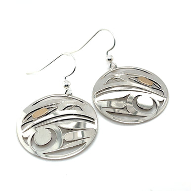 Earrings - Sterling Silver & 14k - Round - Raven