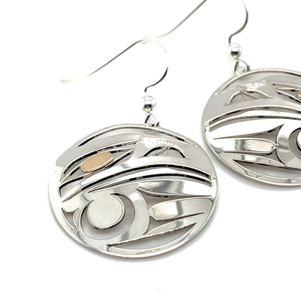 Earrings - Sterling Silver & 14k - Round - Raven