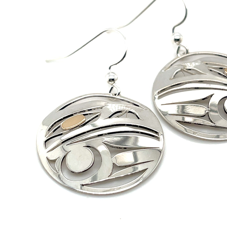 Earrings - Sterling Silver & 14k - Round - Raven