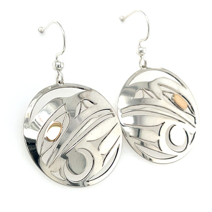 Earrings - Sterling Silver & 14k - Round - Raven