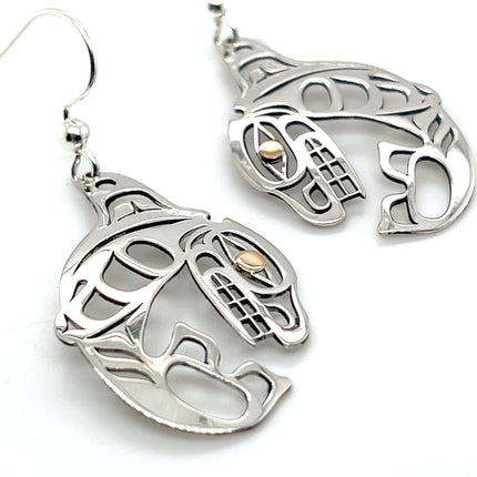 Earrings - Sterling Silver & 14k - Killer Whale - Classic