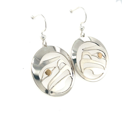 Earrings - Sterling Silver & 14k - Round - Golden Eagle