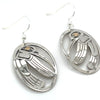 Earrings - Sterling Silver  & 14k - Oval - Hummingbird