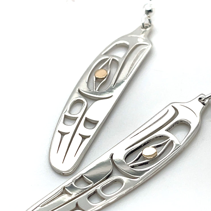 Earrings - Sterling Silver & 14k - Feather - Eagle